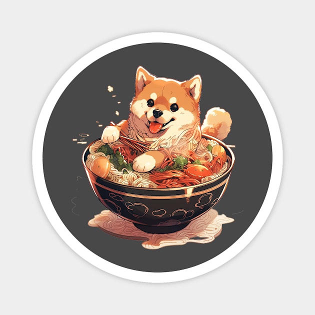 shiba inu ramen Magnet by dubcarnage